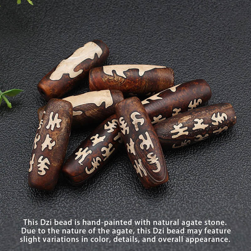 Tibet Om Mani Padme Hum Dzi Bead Avalokitesvara Pattern Wealth Necklace Pendant - Image 5