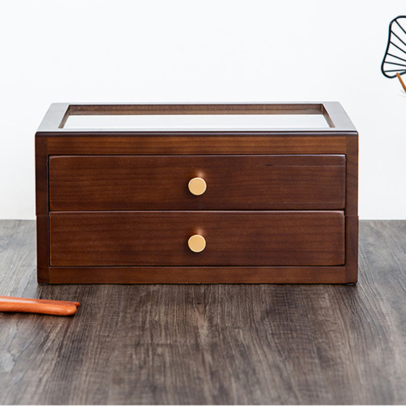 Retro Solid Wood Jewelry Box Jewelry Storage Box With Drawer - Image 8