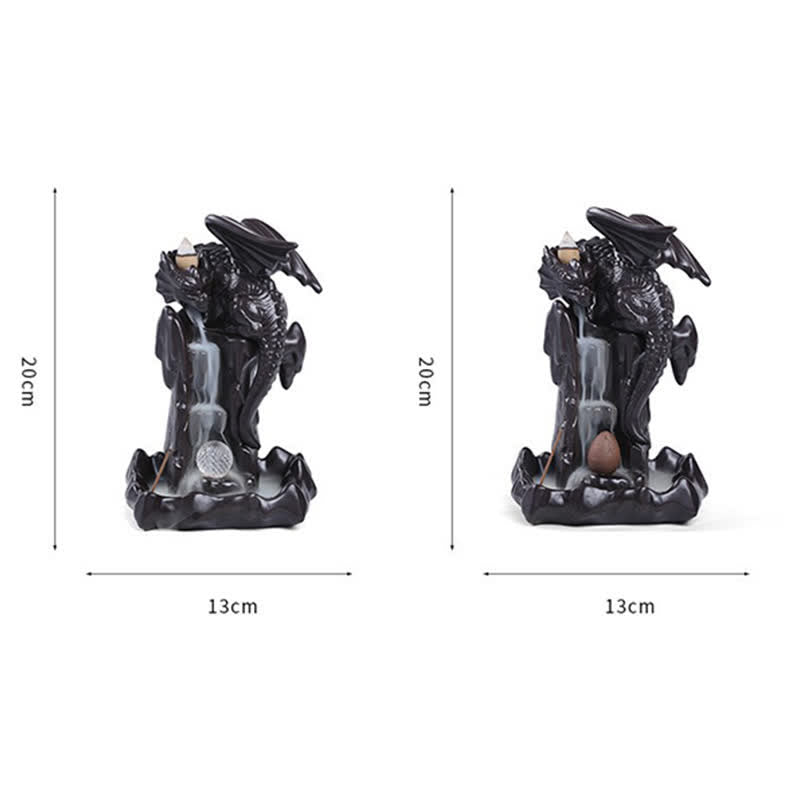 Nordic Dragon Ceramic Backflow Smoke Fountain Meditation Healing Incense Burner Led Ball Decoration - Image 22
