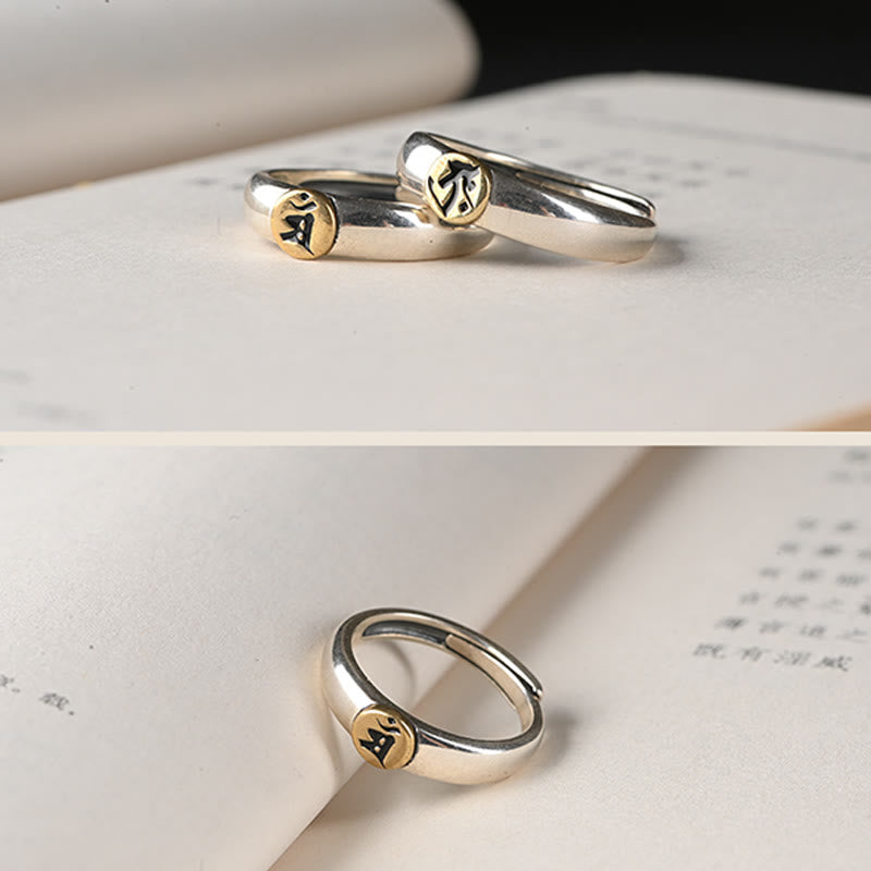 Tibetan Om Mani Padme Hum Carved Chinese Zodiac Natal Buddha Peace Ring - Image 48