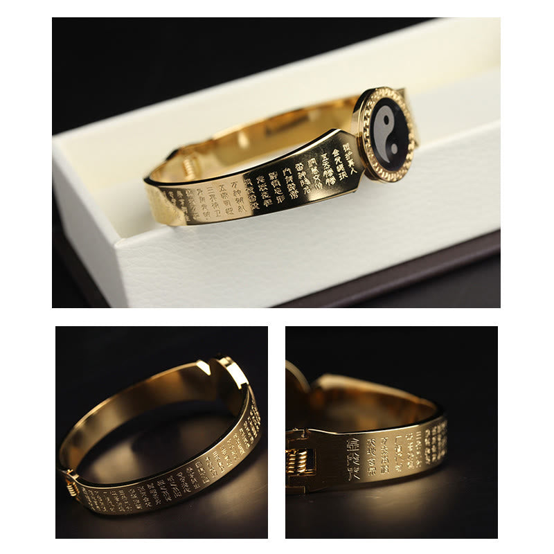 Yin Yang Lotus Om Mani Padme Hum Mantra Titanium Steel Harmony Bracelet Bangle - Image 7