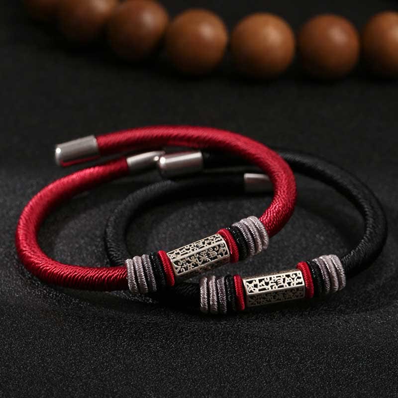 925 Sterling Silver Om Mani Padme Hum Peace Red String Bracelet - Image 3