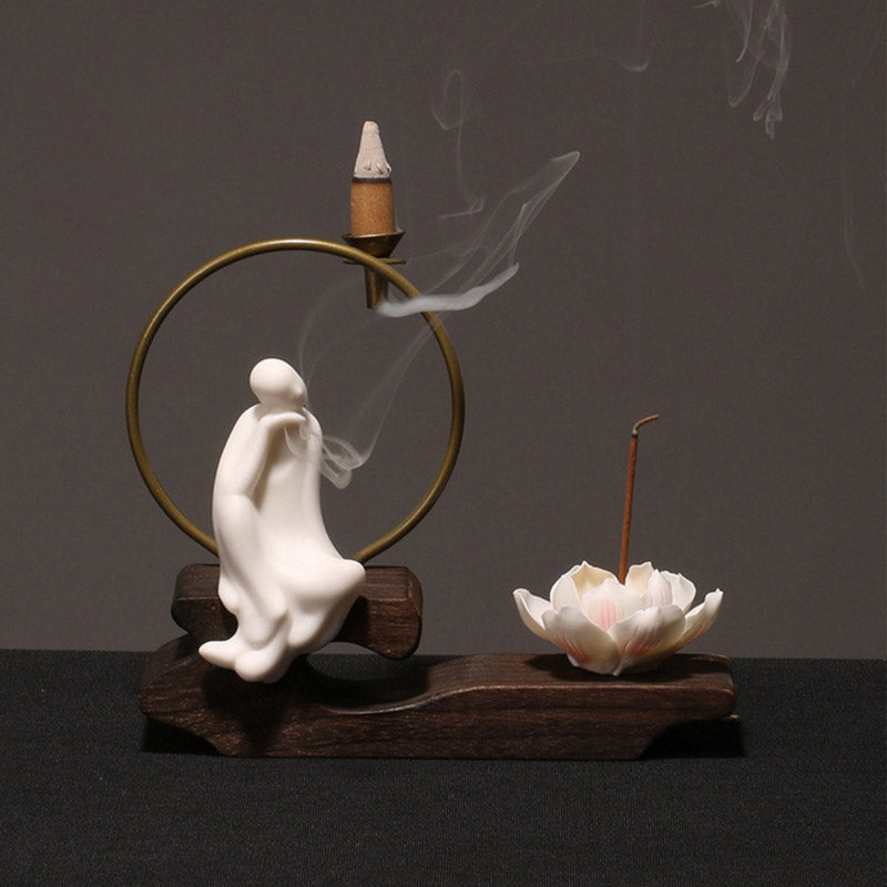 Ceramic Lotus Healing Meditation Incense Burner Decoration - Image 4