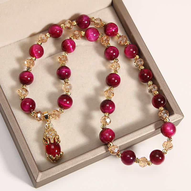 Tiger Eye Pixiu Fox Money Bag Protection Self Confidence Double Wrap Bracelet - Image 4