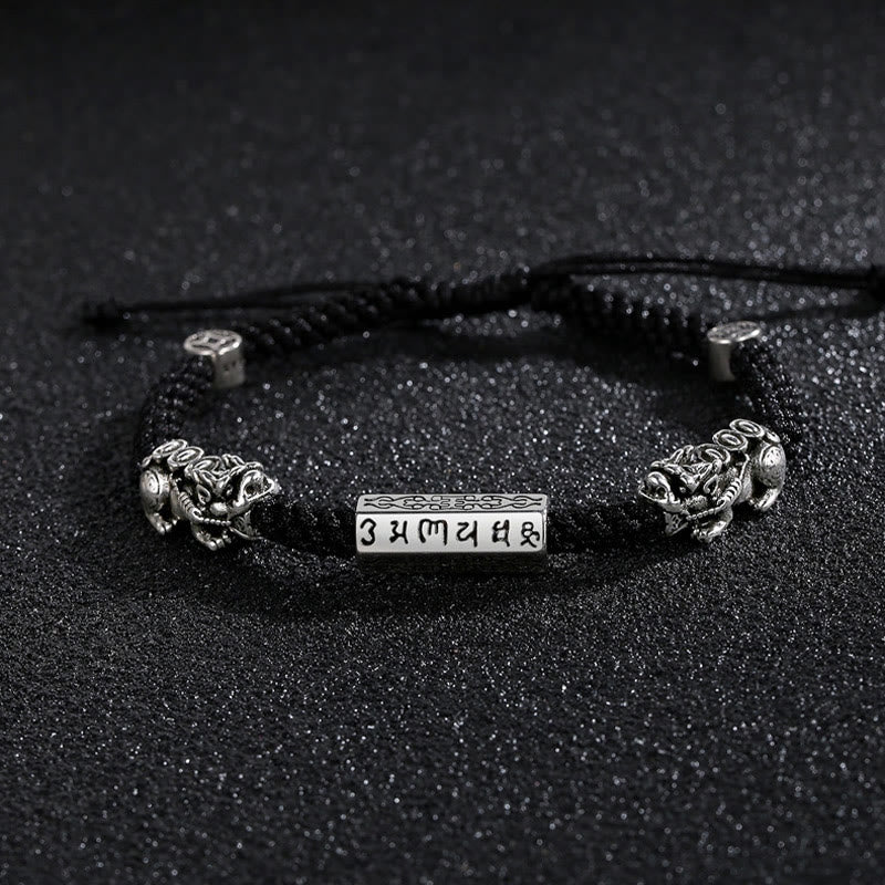 Double PiXiu Feng Shui Copper Coin Om Mani Padme Hum String Bracelet - Image 13