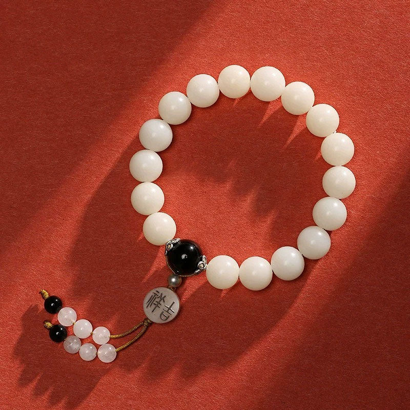Bodhi Seed Red Agate Black Obsidian Pink Crystal Rutilated Quartz Peace Wrist Mala Bracelet - Image 8