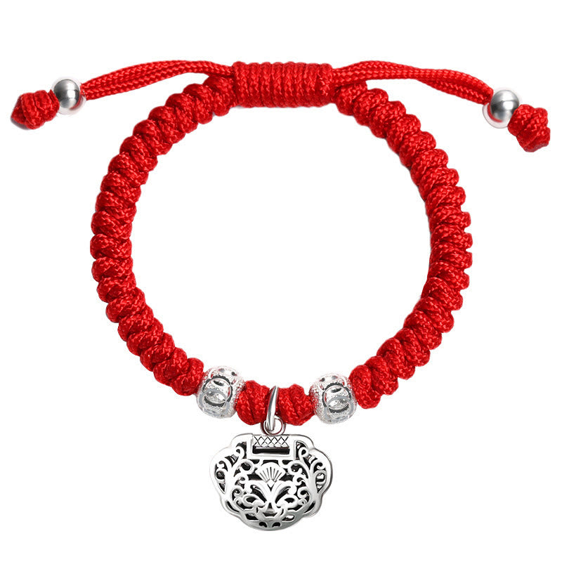 925 Sterling Silver Chinese Lock Charm Multicolored Red String Protection Handmade Braided Kids Bracelet - Image 14