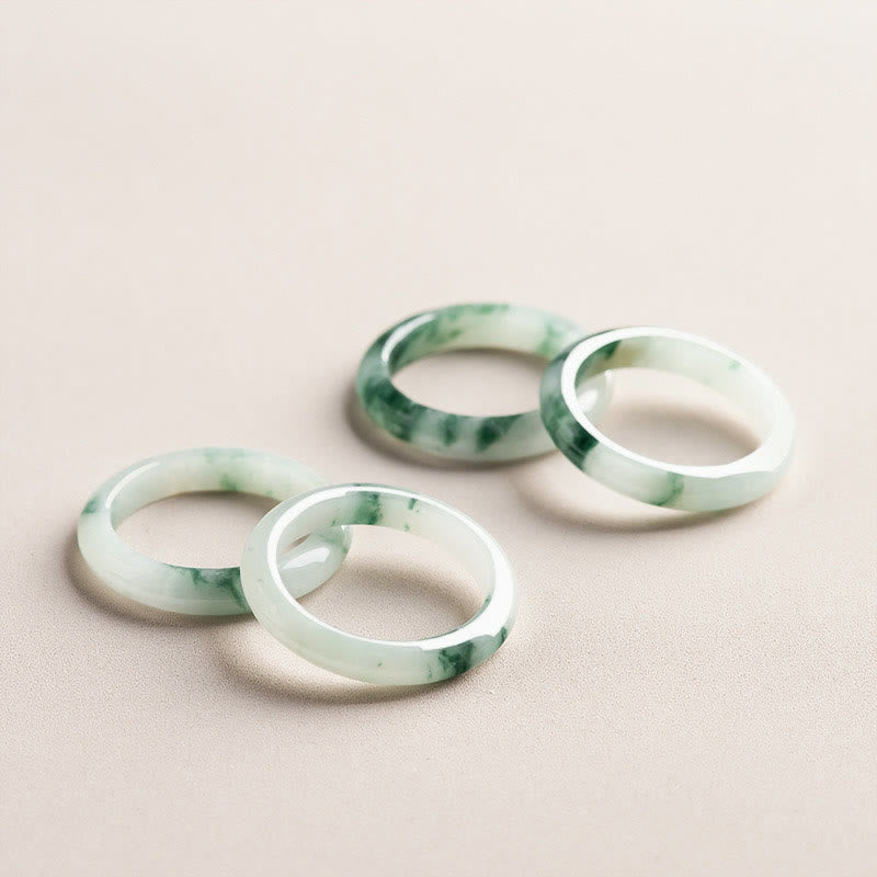 Natural Green Jade Luck Abundance Ring