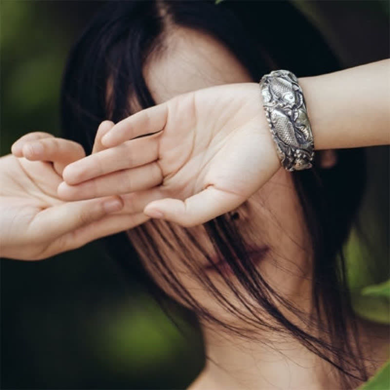Koi Fish Lotus Luck Wealth Bracelet Bangle - Image 7