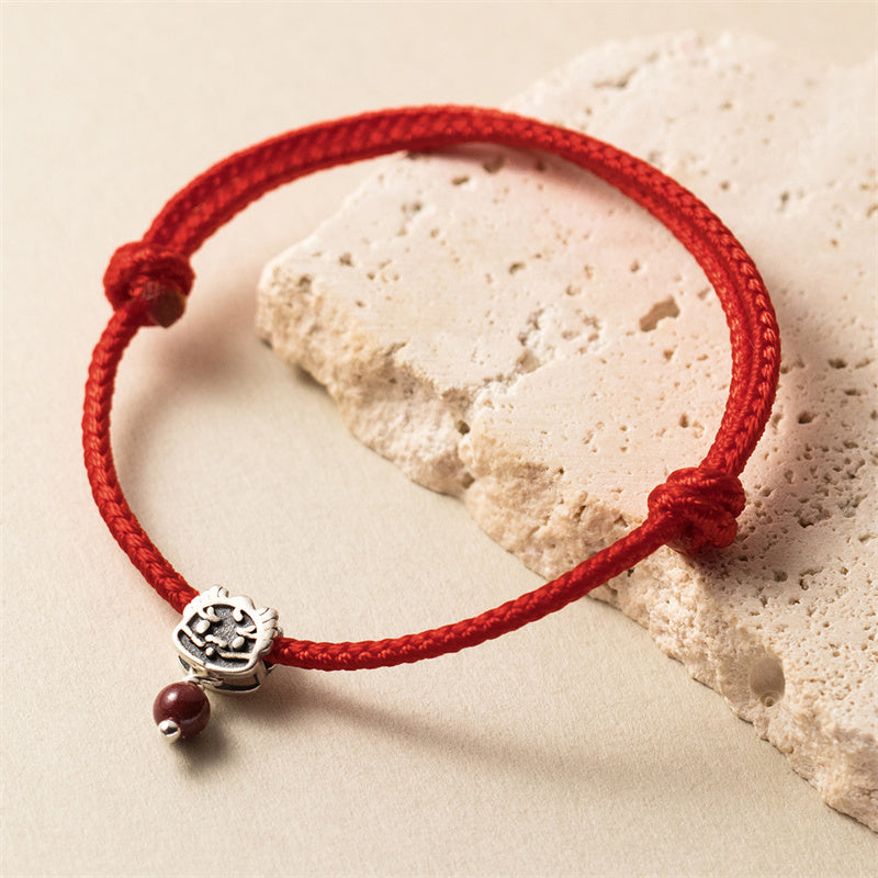 925 Sterling Silver Luck Year of the Dragon Cinnabar Red String Bracelet (Extra 30% Off | USE CODE: FS30)