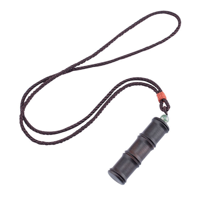 Ebony Wood Bamboo Pattern Ghau Prayer Box Peace Necklace Pendant - Image 7