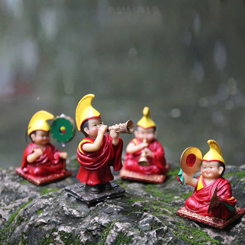 Hand Painted Tibetan Lama Figures Carved Creative Home Office Car Decoration Ornament - Image 18