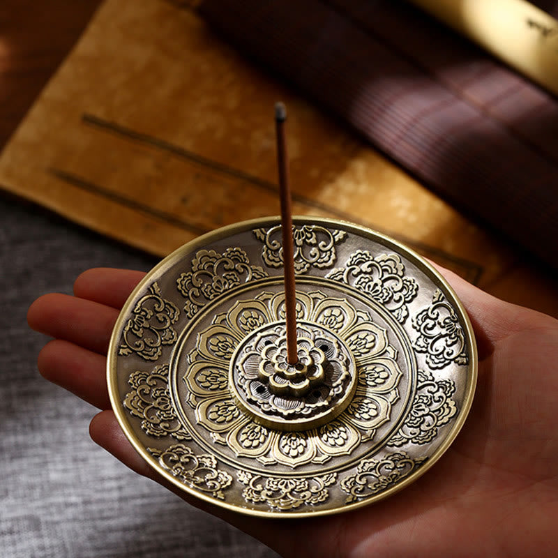 Lotus Dragon Phoenix Eight Auspicious Symbols Zinc Alloy Incense Stick Holder Healing Incense Burner Decoration