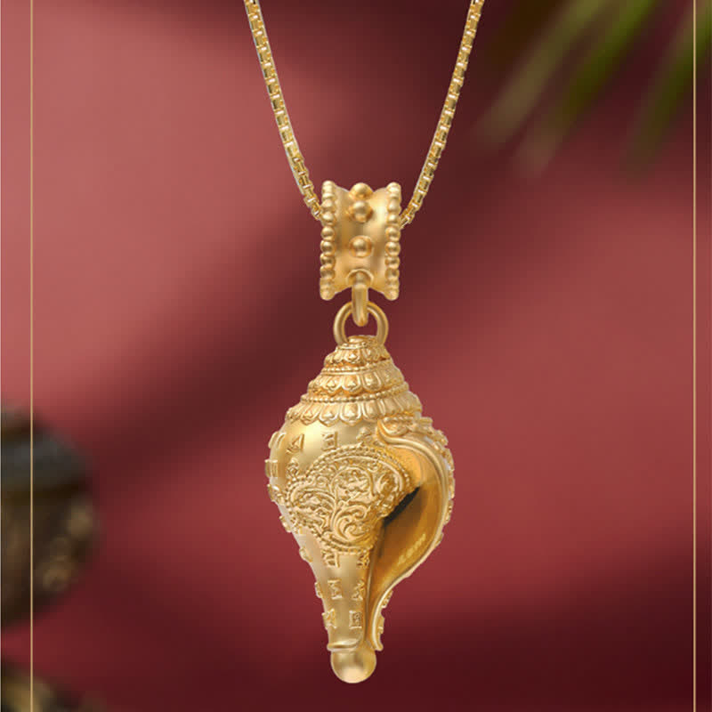 999 Sterling Silver Shankha Conch Shell Seashell Lucky Necklace Pendant - Image 11
