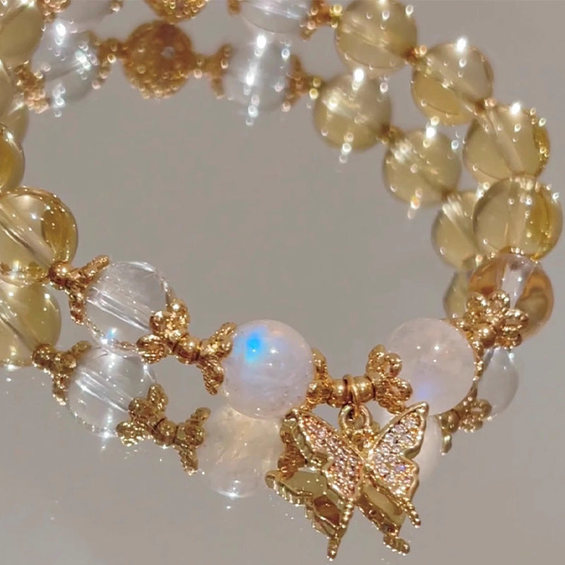 Citrine Moonstone Butterfly Charm Prosperity Protection Bracelet - Image 4
