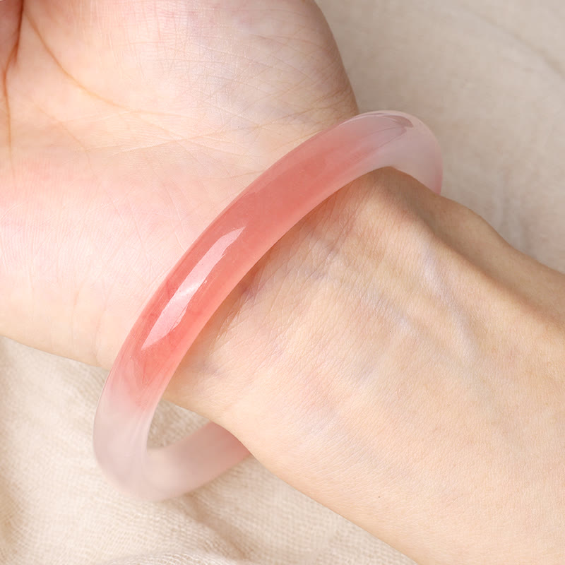 Pink Golden Silk Jade Wealth Bracelet Bangle - Image 5
