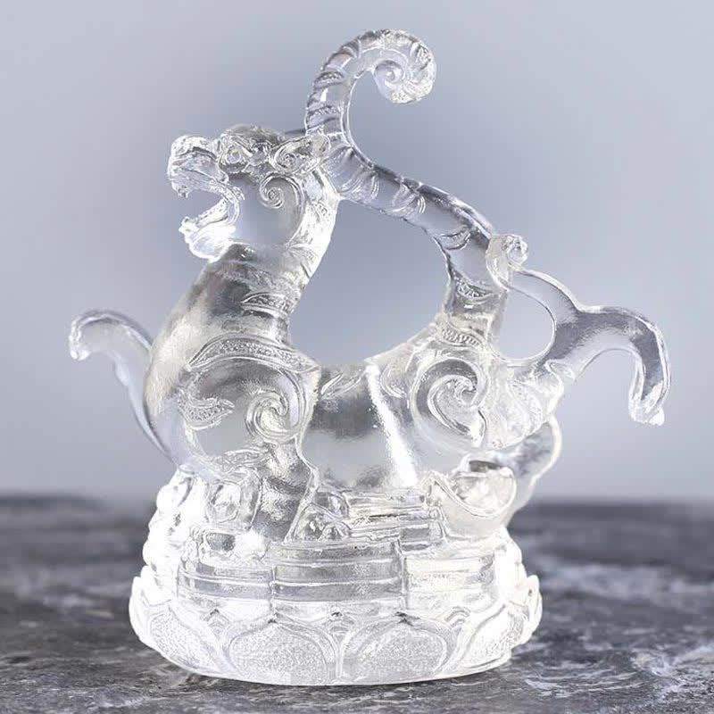 Feng Shui Four Symbols Azure Dragon Handmade Liuli Crystal Art Piece Home Office Decoration - Image 8