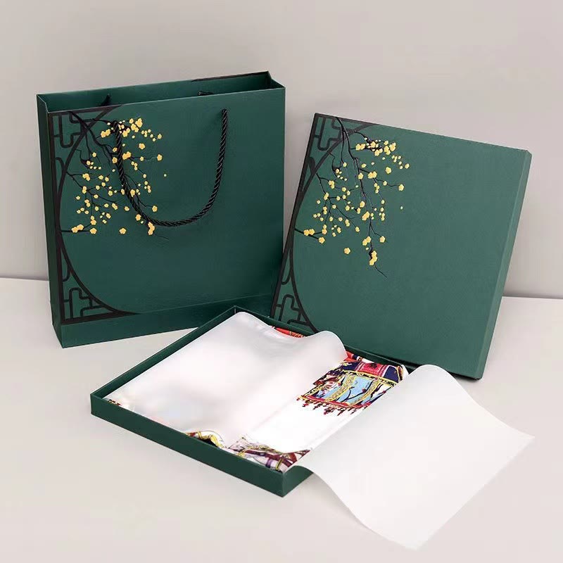 Oil Painting City Snow Scene Castle Lotus 100% Mulberry Silk Neck Hair Scarf - Image 15