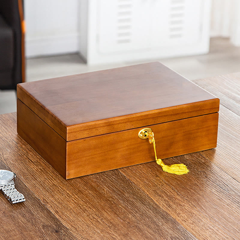 Vintage Wooden Jewelry Box Two-Layer Solid Wood Jewelry Storage Box - Image 15