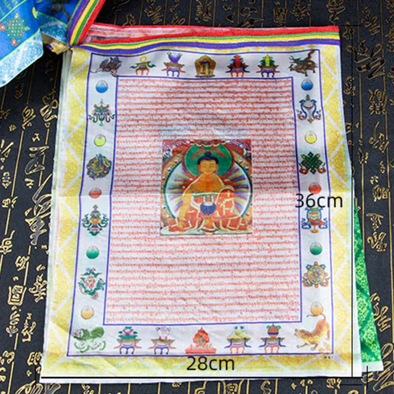 Tibetan 5 Colors Windhorse Buddha Tara Scriptures Healing Auspicious Outdoor Prayer Flag - Image 16