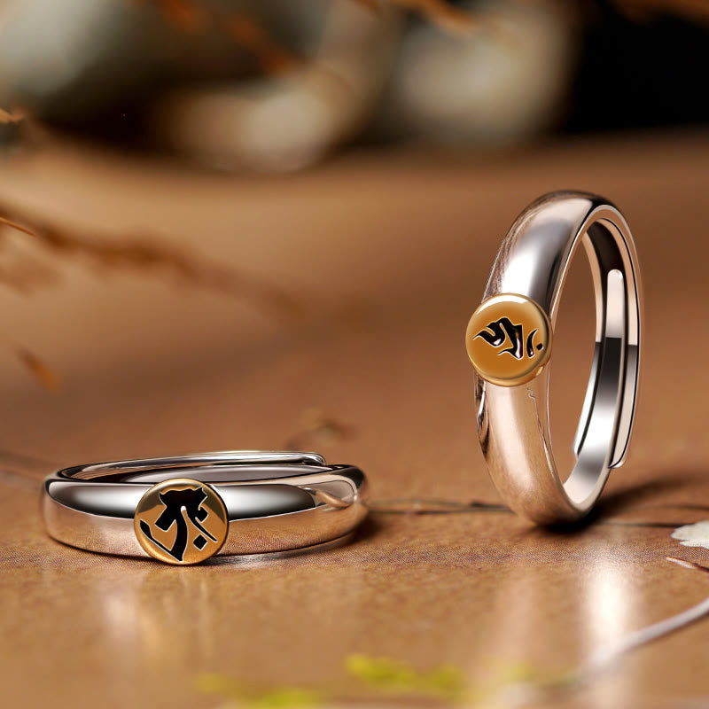 Tibetan Om Mani Padme Hum Carved Chinese Zodiac Natal Buddha Peace Ring