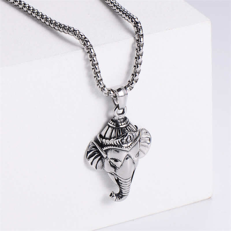 Ganesh Ganpati Elephant Titanium Steel Protection Pendant Necklace - Image 3