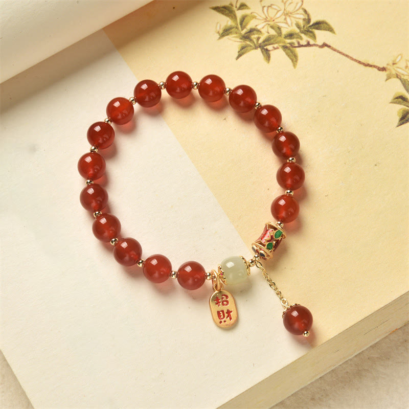 Natural Red Agate Jade Confidence Fortune Blessing Charm Bracelet - Image 11