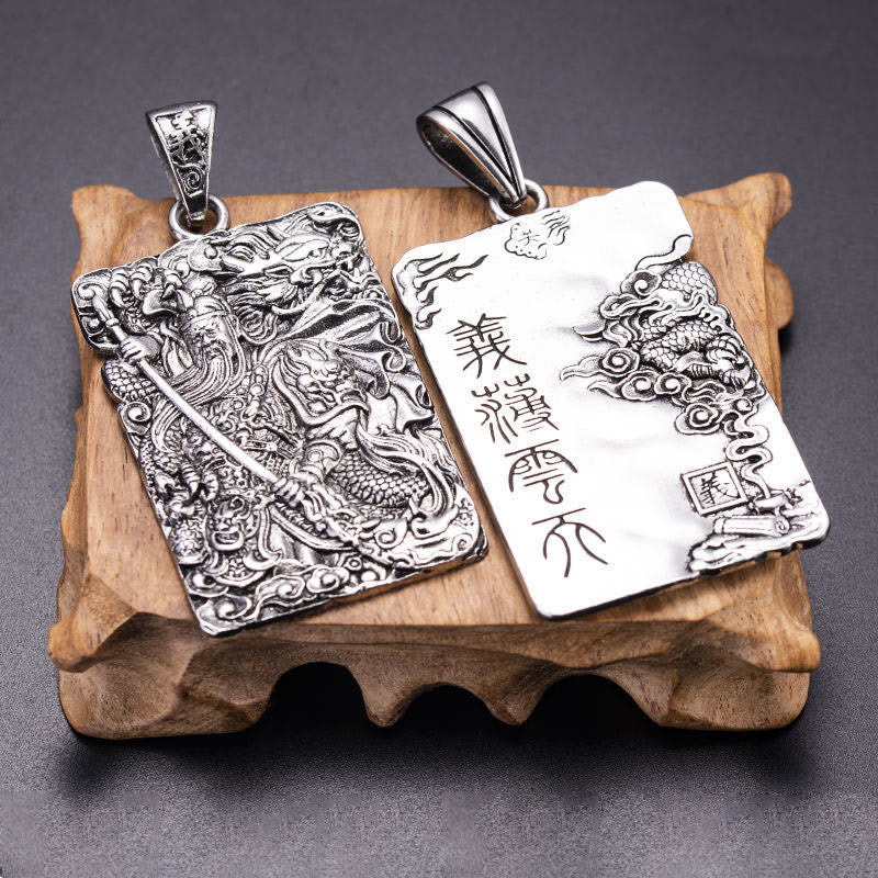 Guan Gong Dragon Auspicious Clouds Wealth Necklace Pendant - Image 6