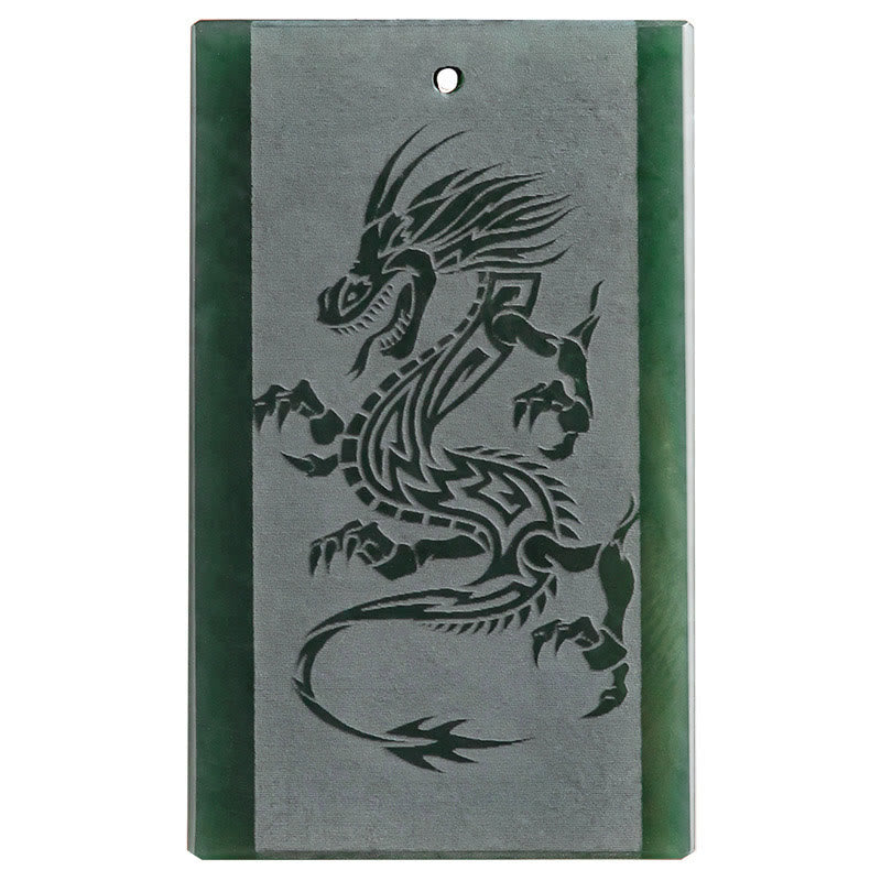 Hetian Cyan Jade Dragon Engraved Success Necklace Pendant - Image 10