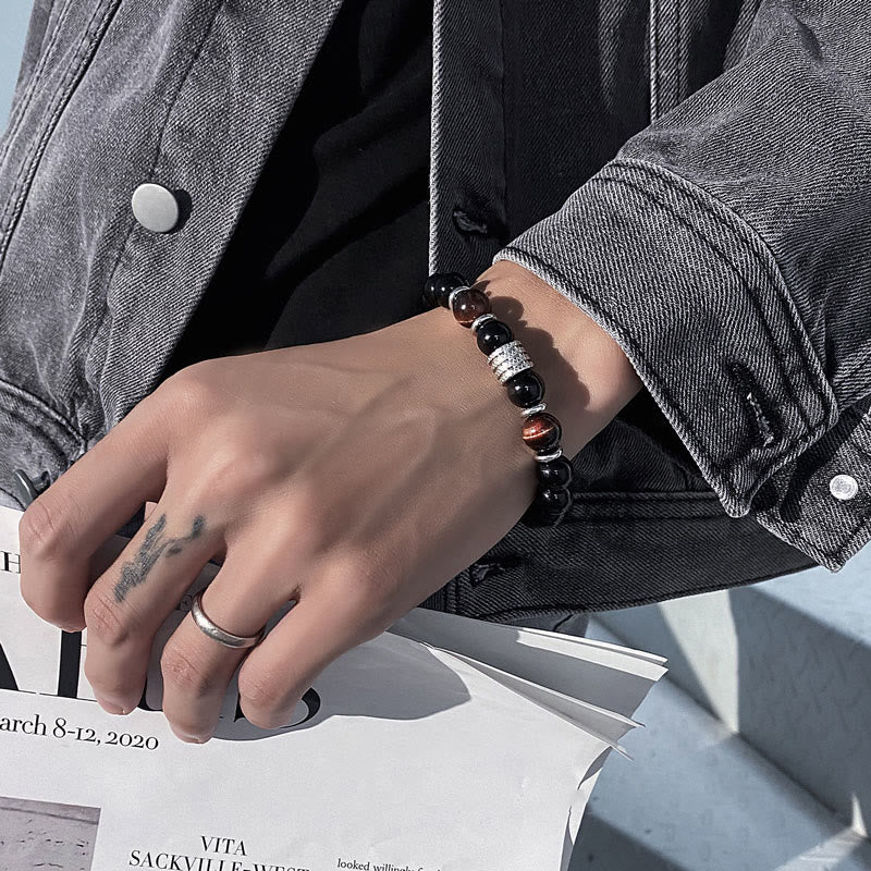 Natural Black Obsidian Tiger Eye Strength Fulfillment Bracelet - Image 13