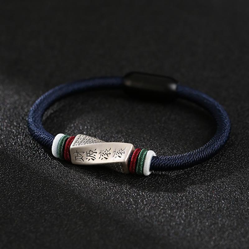 999 Sterling Silver Profits Pouring In From All Sides Handmade Blessing String Buckle Bracelet