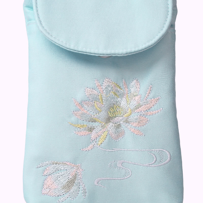Small Embroidered Flowers Crossbody Bag Shoulder Bag Double Layer Cellphone Bag - Image 14
