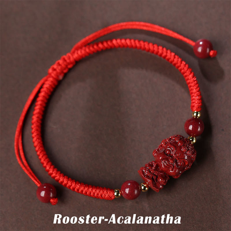 Chinese Zodiac Natal Buddha Cinnabar Amulet Blessing String Bracelet - Image 12