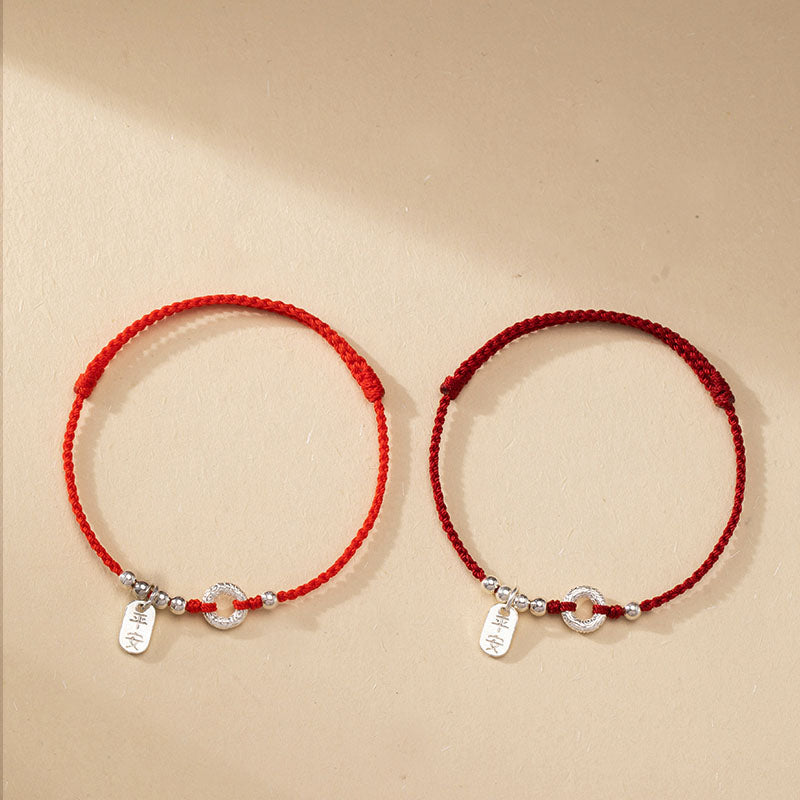 925 Sterling Silver Auspicious Clouds Peace Buckle Safe And Sound Bracelet Anklet - Image 18