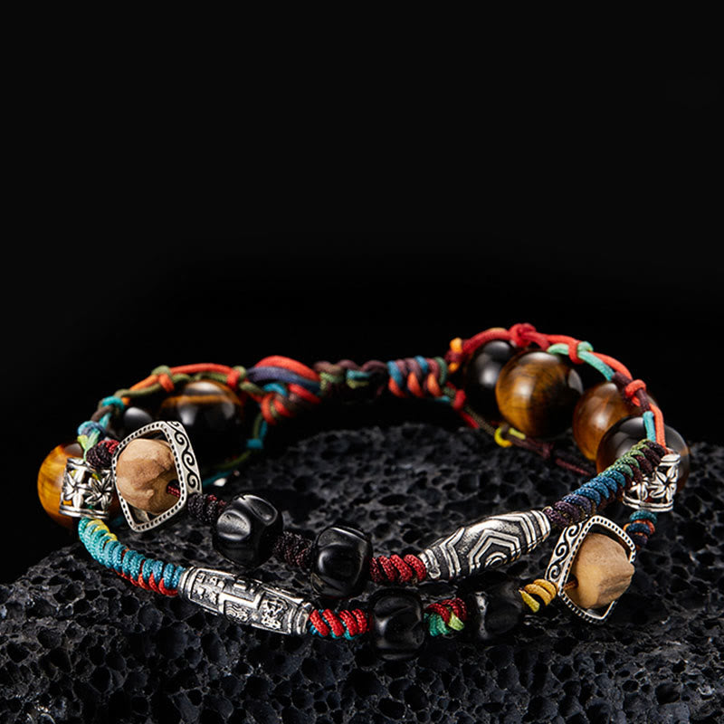 925 Sterling Silver Tiger's Eye Bodhi Seed Handmade Courage Bracelet