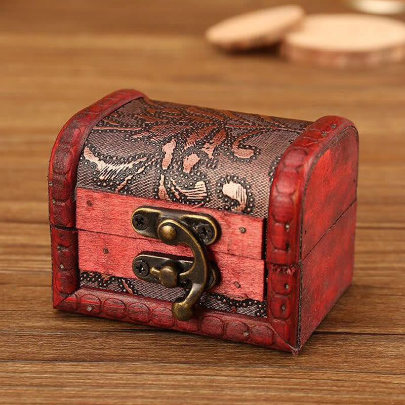 Retro Small Wood Jewelry Box Lotus Golden Grape Copper Coin Daffodil Grass Flower Jewelry Storage Box - Image 11