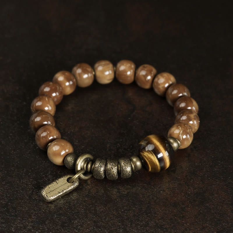 Kuka Seed Tiger Eye Gold Sheen Obsidian Copper Wealth Luck Bracelet - Image 4