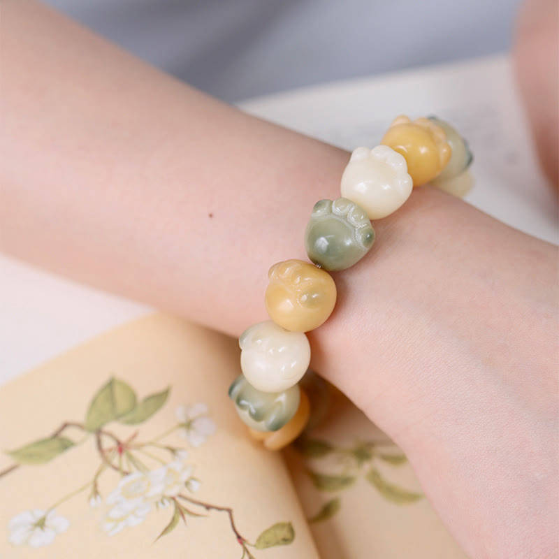 Multilayered Bodhi Seed Cute Cat Paw Calm Harmony Bracelet - Image 6