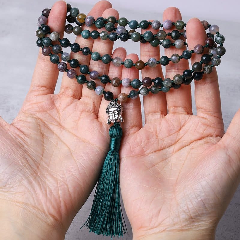 108 Mala Beads Indian Agate Buddha Head Cleansing Bracelet - Image 6