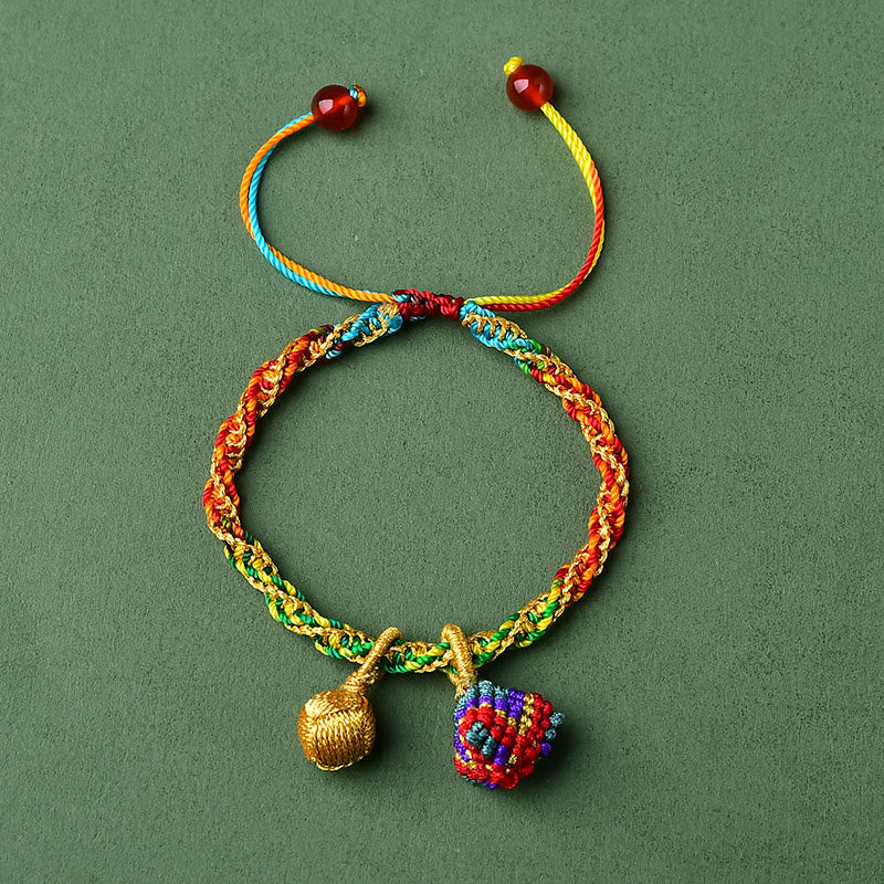 Colorful Rope Luck Handmade Zongzi Golden Ball Charm Bracelet - Image 19