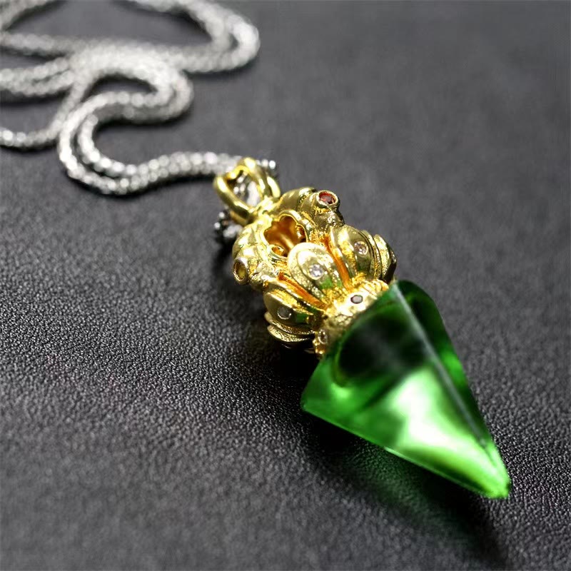 Tibetan Dorje Vajra 4 Prong Lotus Liuli Crystal Strength Necklace Pendant - Image 8