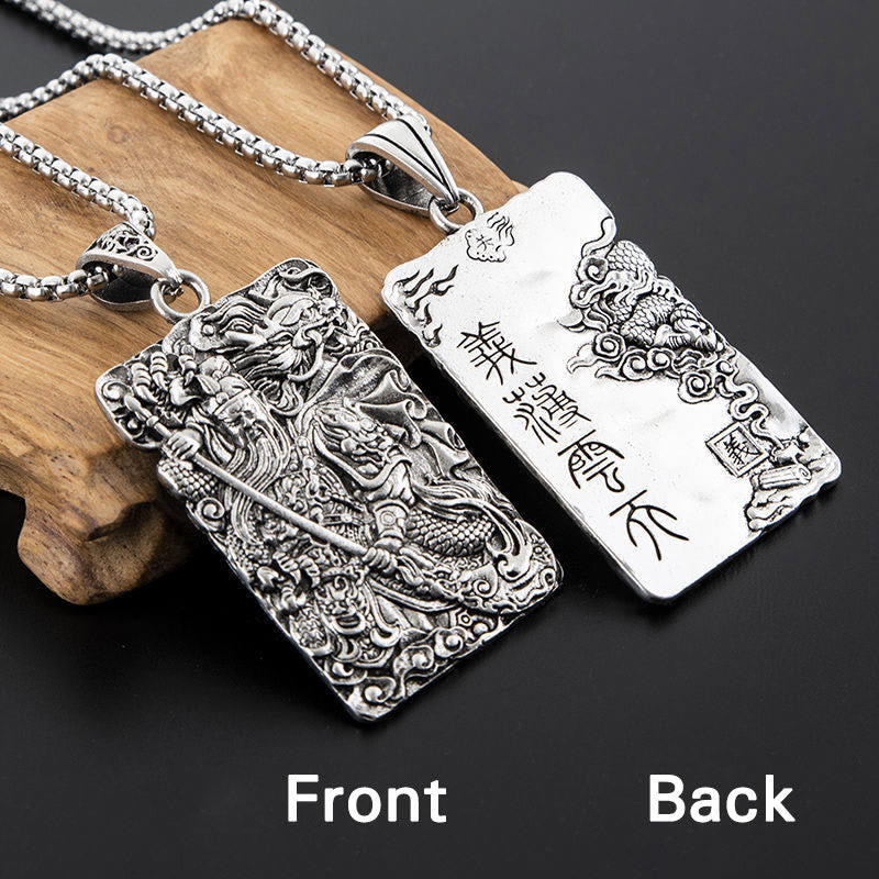 Guan Gong Dragon Auspicious Clouds Wealth Necklace Pendant - Image 5