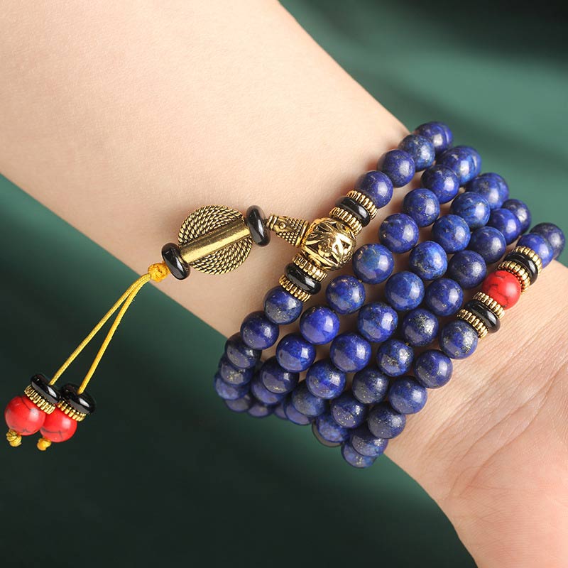 Tibetan Mala Lapis Lazuli Positive Bracelet - Image 10
