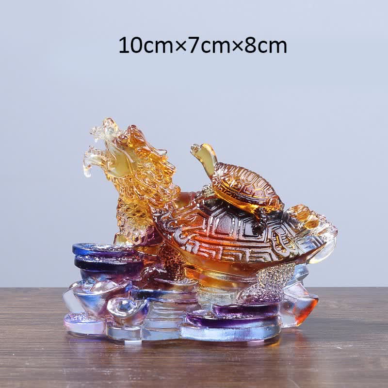 Feng Shui Dragon Turtle Coins Handmade Liuli Crystal Luck Art Piece Home Office Decoration - Image 5
