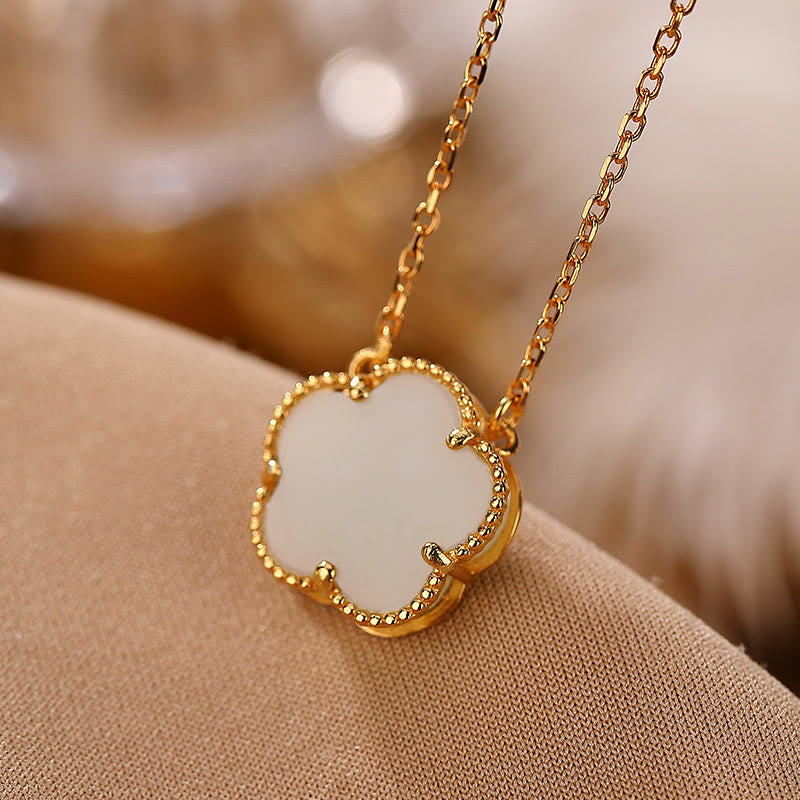 925 Sterling Silver Plated Gold Natural Hetian Jade Flower Luck Necklace Pendant Ring Set - Image 12