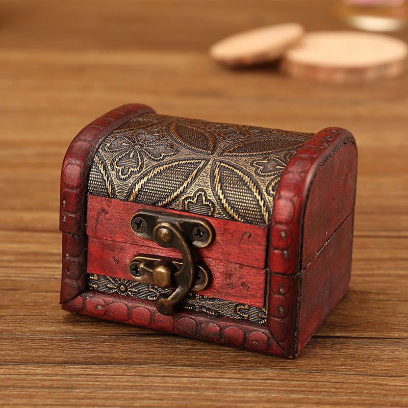 Retro Small Wood Jewelry Box Lotus Golden Grape Copper Coin Daffodil Grass Flower Jewelry Storage Box - Image 9