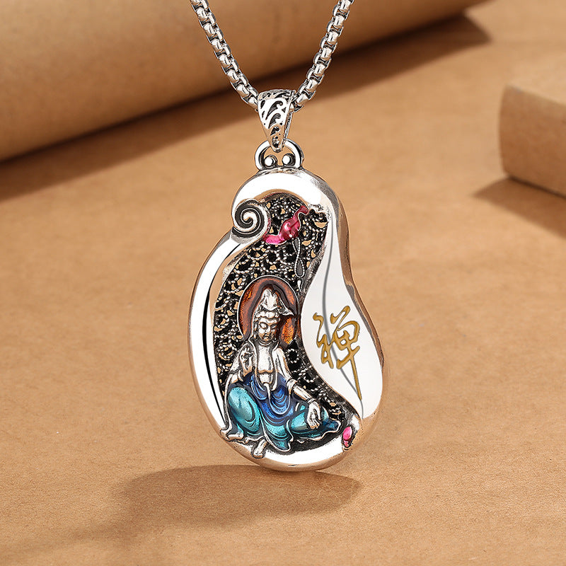 Avalokitesvara Lotus Design Copper Wealth Necklace Pendant