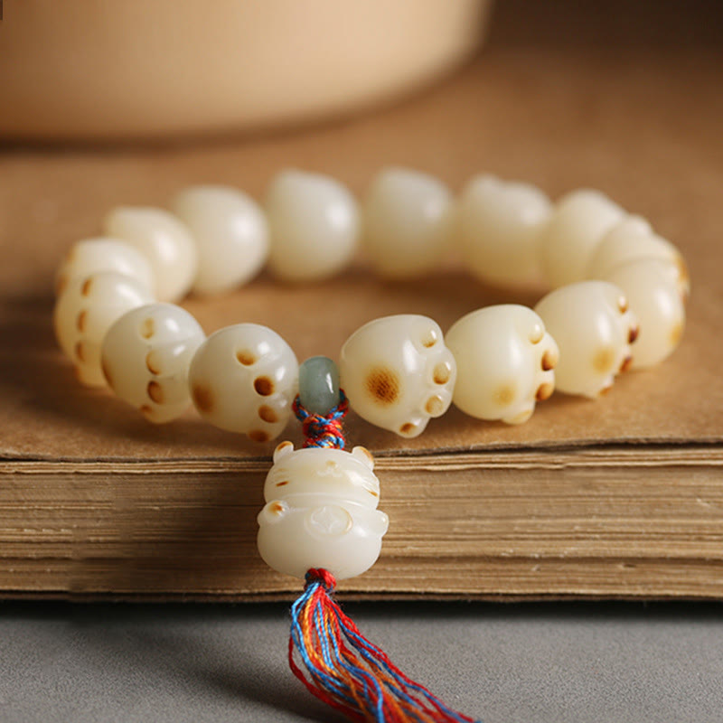 Cute Lucky Cat Bodhi Seed Cat Paw Harmony Bracelet
