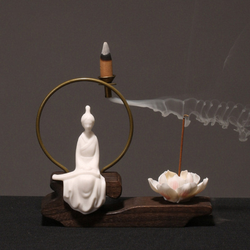 Ceramic Lotus Healing Meditation Incense Burner Decoration - Image 5