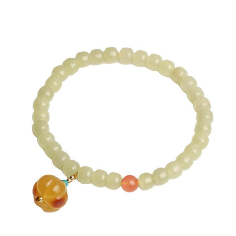 Natural Hetian Jade Pumpkin Amber Red Agate Crystal Prosperity Bracelet - Image 18